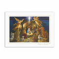 Radiant Nativity Religious Card - Gold Lined White Fastick  Envelope